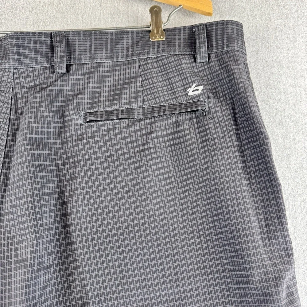 Bolle‎ Golf Tech Shorts Mens 40 Gray Plaid Stretch Bermuda Casual Flat